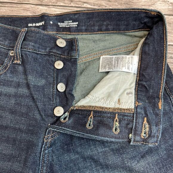 Old Navy Women's High-Rise Slouchy Straight Crop Button Fly Jeans 0 Blue Denim - Picture 5 of 12